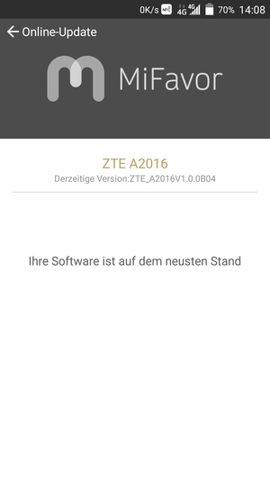 Falls Ihr Handy aktualisiert ist, wird Ihnen der folgende Bildschirm angezeigt