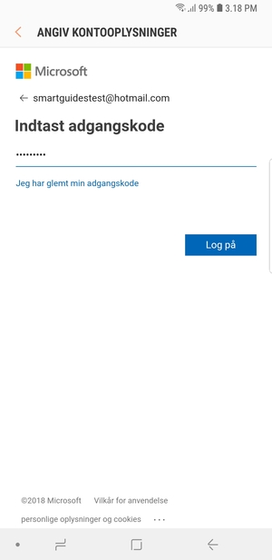 Indtast din adgangskode og vælg Log på