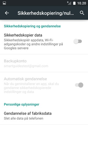 Aktiver Sikkerhedskopier data