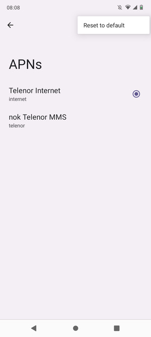 Select Reset to default