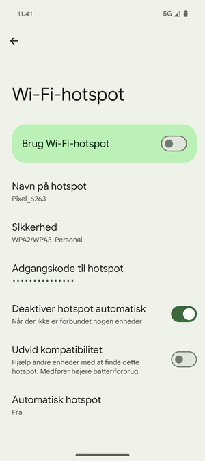Vælg Adgangskode til hotspot