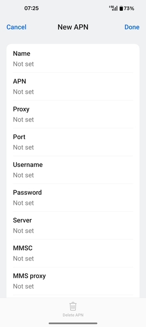 Enter Internet information