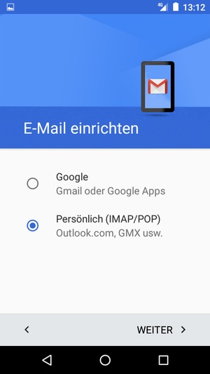 Wählen Sie Persönlich (IMAP/POP) und WEITER
