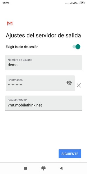 Introduzca la dirección de servidor saliente