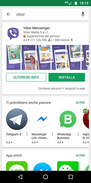 Seleziona l'applicazione