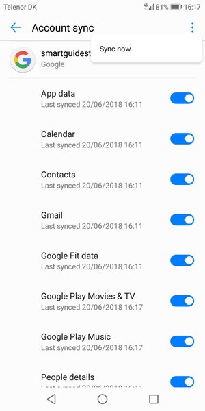 Select the Menu button and select Sync now