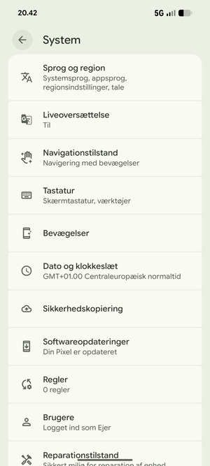 Vælg Sikkerhedskopiering