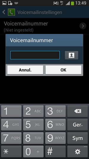 Voer het Voicemailnummer in en selecteer OK