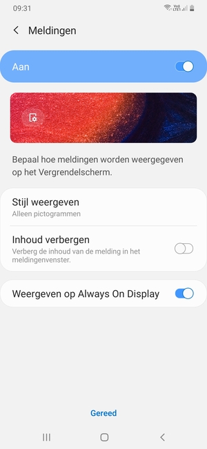 Selecteer uw voorkeursopties en selecteer Gereed