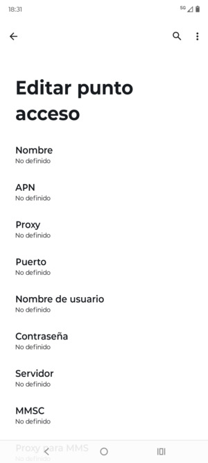 Introduzca la información de MMS