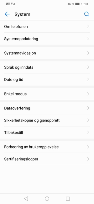 Velg Systemoppdatering