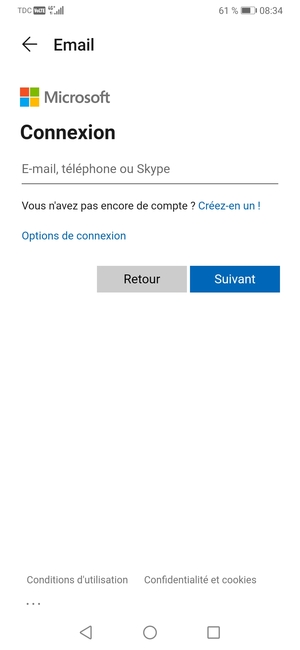 Saisissez votre adresse Hotmail et sélectionnez Suivant
