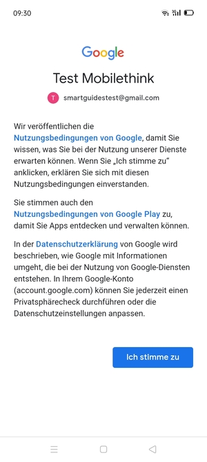 Wählen Sie Ich stimme zu