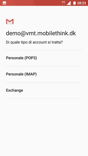 Seleziona Personale (POP3) o Personale (IMAP)