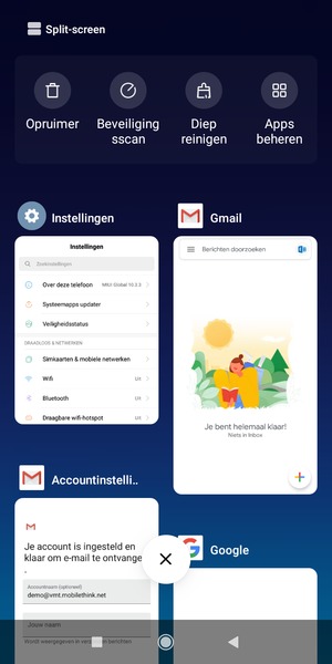 Selecteer het Verwijderen-pictogram om alle actieve apps te sluiten