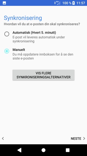 Velg ønsket alternativ og velg NESTE