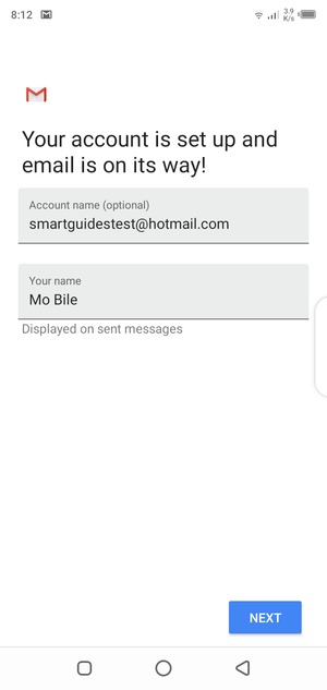 Give your account a name and enter your name. Select NEXT