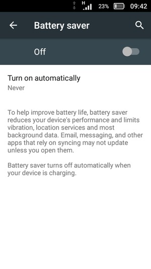 Turn on Battery saver