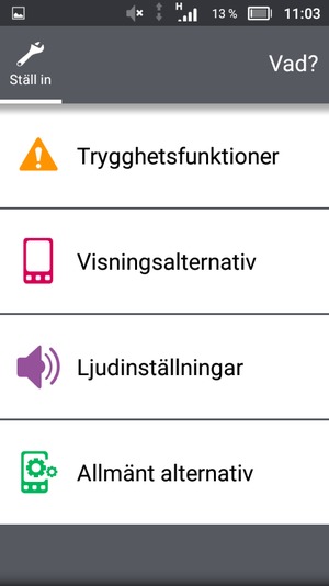 Scrolla till och välj Allmänt alternativ