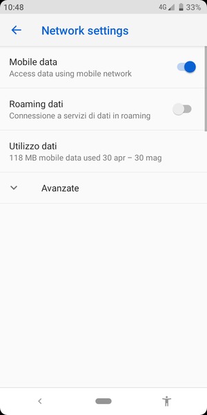 Per modificare la rete, in presenza di problemi, seleziona Avanzate