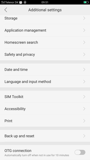 Scroll to and select Backup and reset