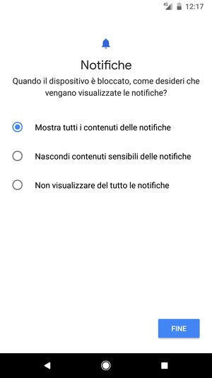Seleziona la tua opzione preferita e poi FINE