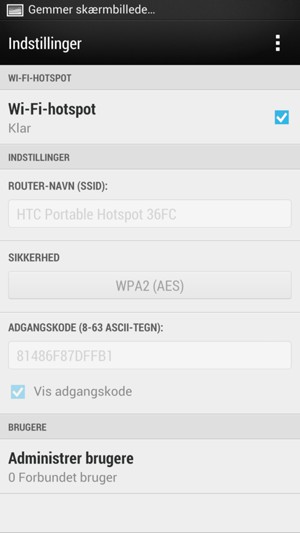 Din telefon er nu sat op til brug som modem