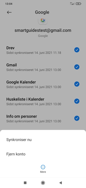 Vælg Synkroniser nu