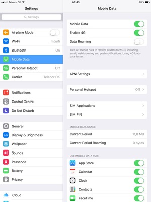 To change the PIN for the SIM card, select Mobile Data and SIM PIN