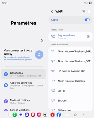 Vous êtes maintenant connecté au réseau Wi-Fi