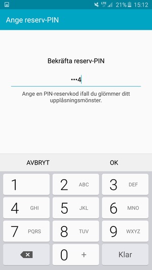 Bekräfta din PIN-reservkod och välj OK