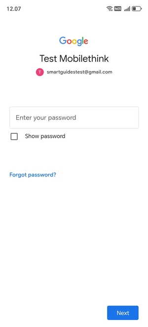 Enter your Gmail password and select Next
