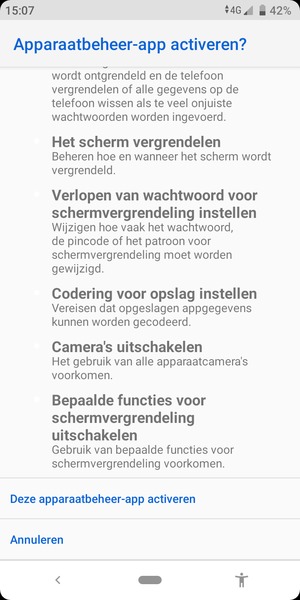 Scroll naar en selecteer Deze apparaatbeheer-app activeren