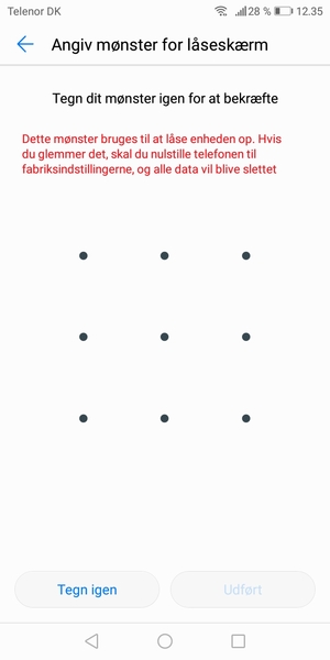 Tegn oplåsningsmønsteret igen