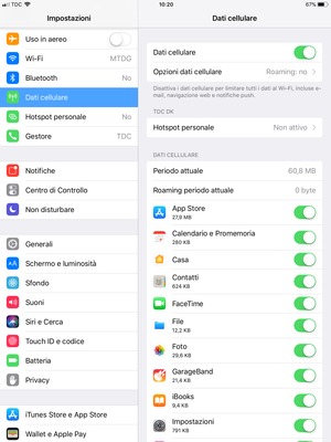 Seleziona Dati cellulare e poi Opzioni dati cellulare