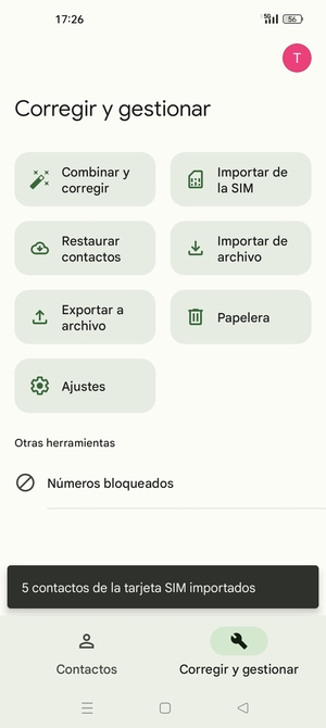 Sus contactos se guardarán en su cuenta de Google y se guardarán en su teléfono la próxima vez que Google sea sincronizado.