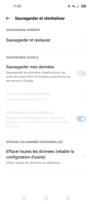 Activer le Sauvegarder mes données