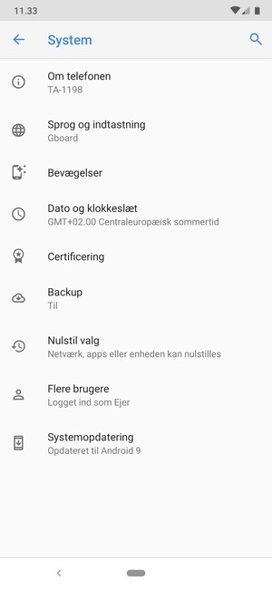 Vælg Systemopdatering