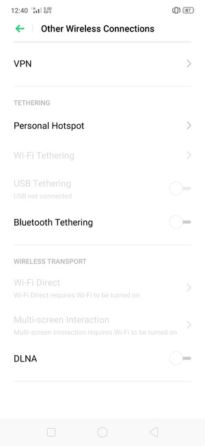 Select Personal Hotspot
