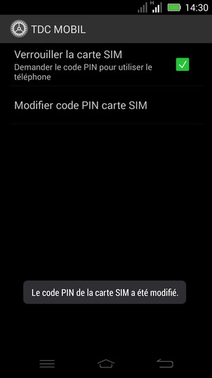 Votre code PIN de la carte SIM a été modifié