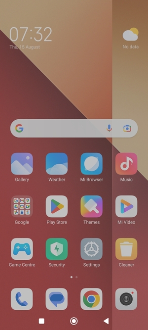 Slide down the top menu
