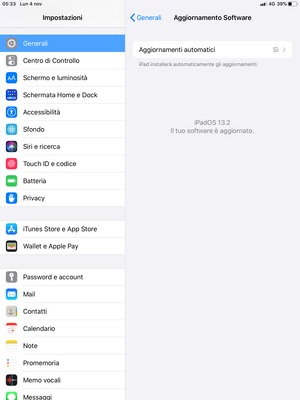 Se il tuo iPad è aggiornato, vedrai la schermata seguente