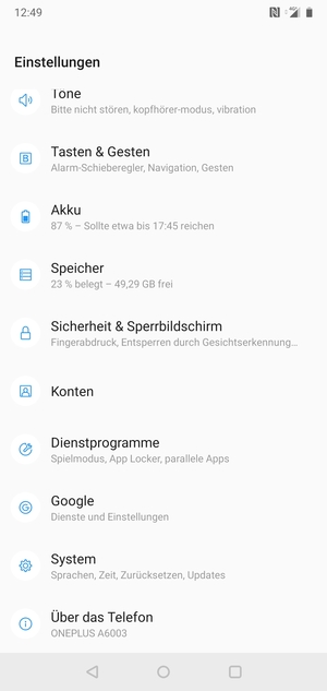 Scrollen Sie und wählen Sie System