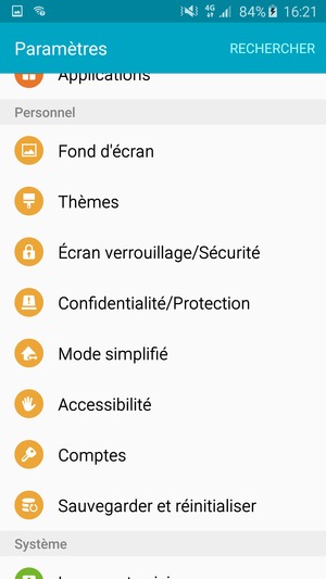 Faites défiler et sélectionnez Sécurité / Écran verrouillage/Sécurité