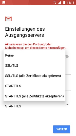 Wählen Sie Keine und WEITER