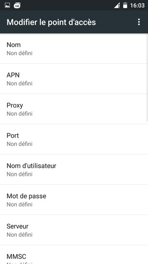 Saisissez les informations Internet