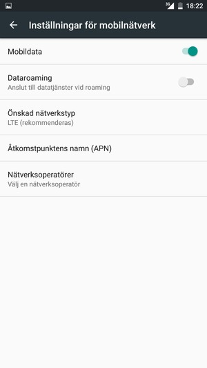 För att byta nätverk om nätverksproblem uppstår, välj Nätverksoperatörer
