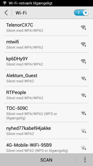 Vælg det trådløse netværk, du ønsker at oprette forbindelse til