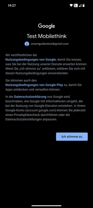 Wählen Sie Ich stimme zu