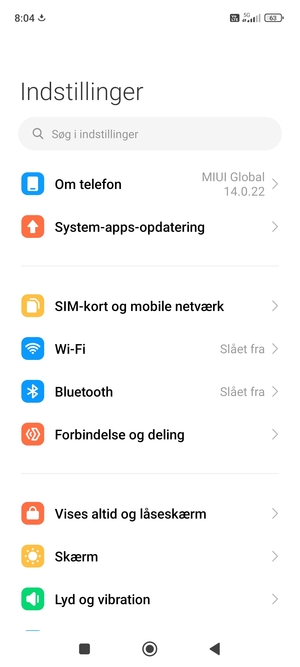 Vælg Om telefon